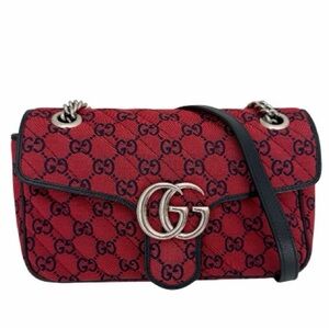 Gucci 52❤️ Marmont Limited Edition Red & Navy GG Canvas Flap Shoulder/Crossbody